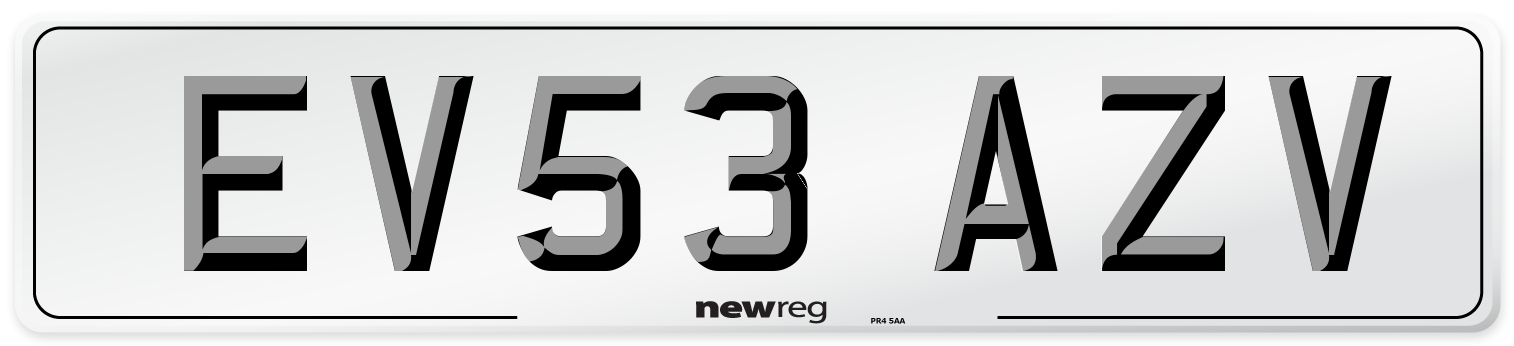 EV53 AZV Number Plate from New Reg
